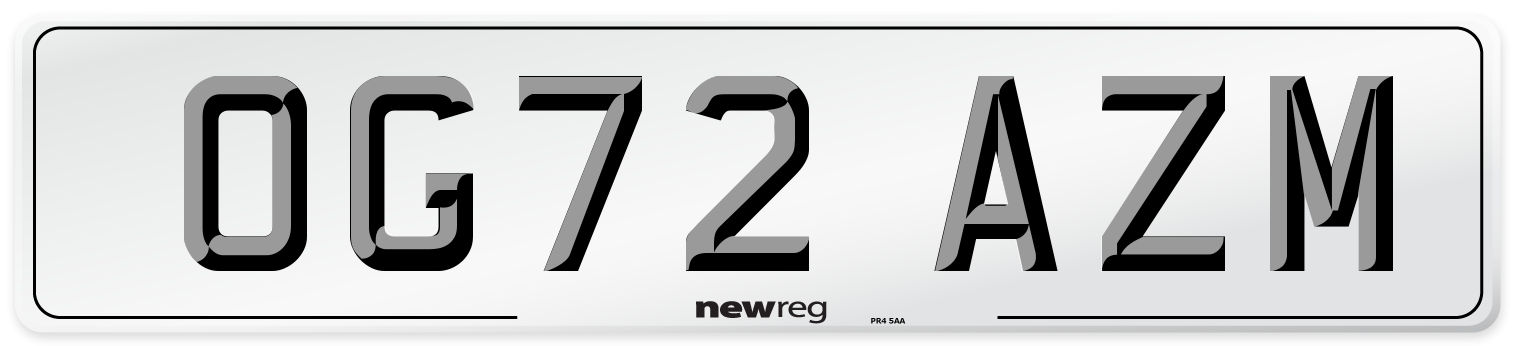 OG72 AZM Front Number Plate