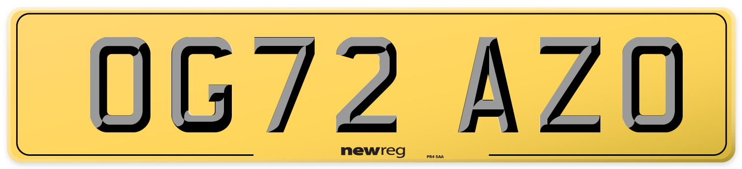 OG72 AZO Rear Number Plate