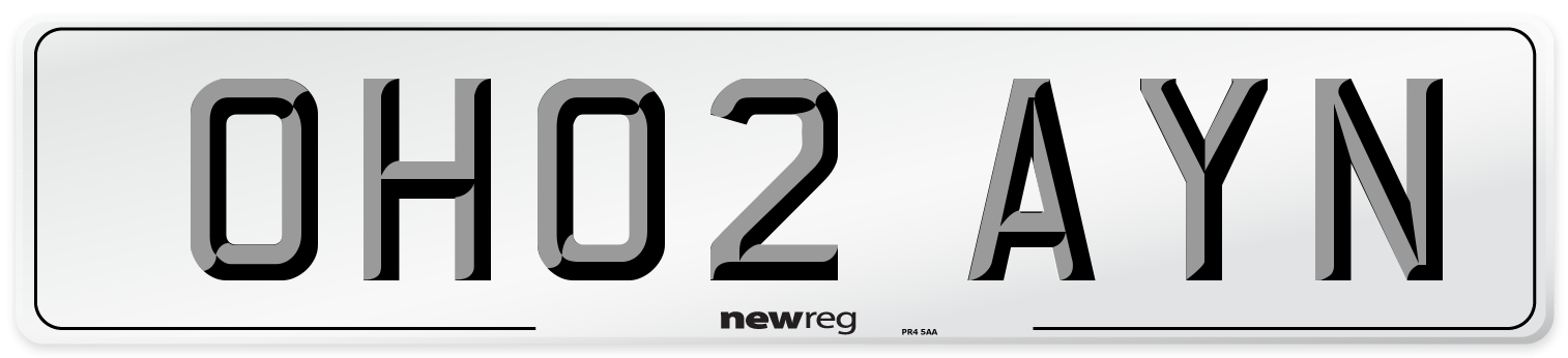 OH02 AYN Front Number Plate