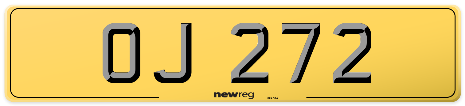 OJ 272 Rear Number Plate
