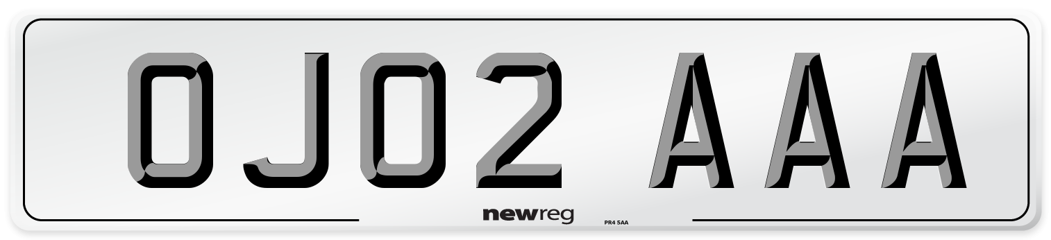 OJ02 AAA Front Number Plate