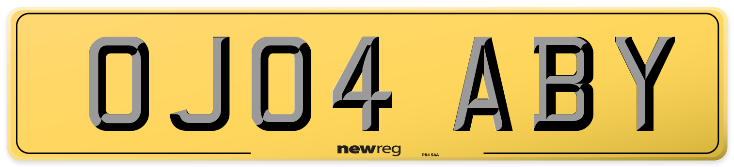 OJ04 ABY Rear Number Plate
