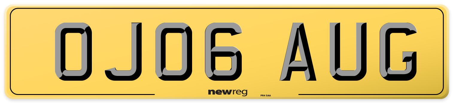 OJ06 AUG Rear Number Plate