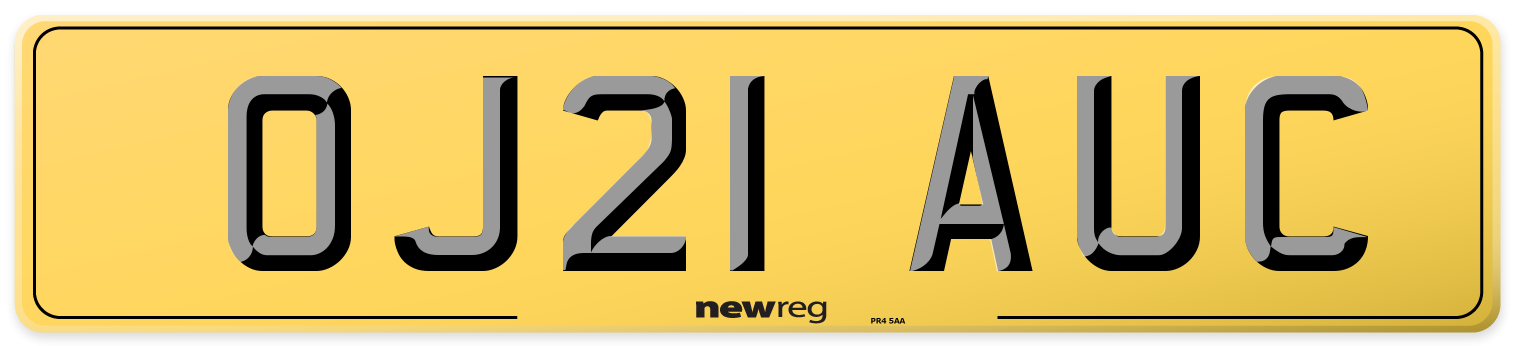 OJ21 AUC Rear Number Plate