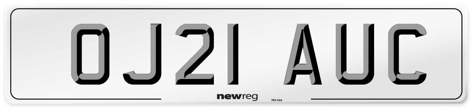 OJ21 AUC Front Number Plate