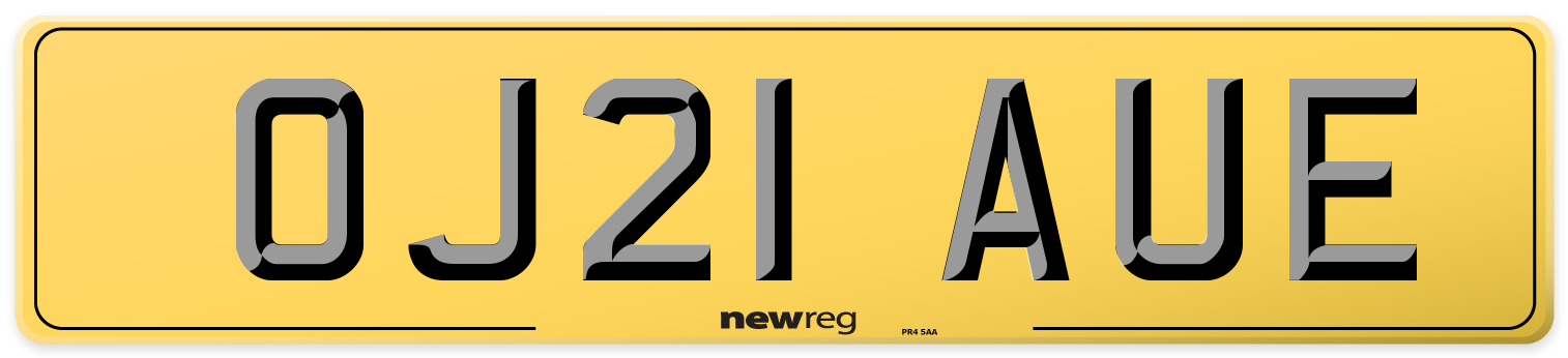 OJ21 AUE Rear Number Plate