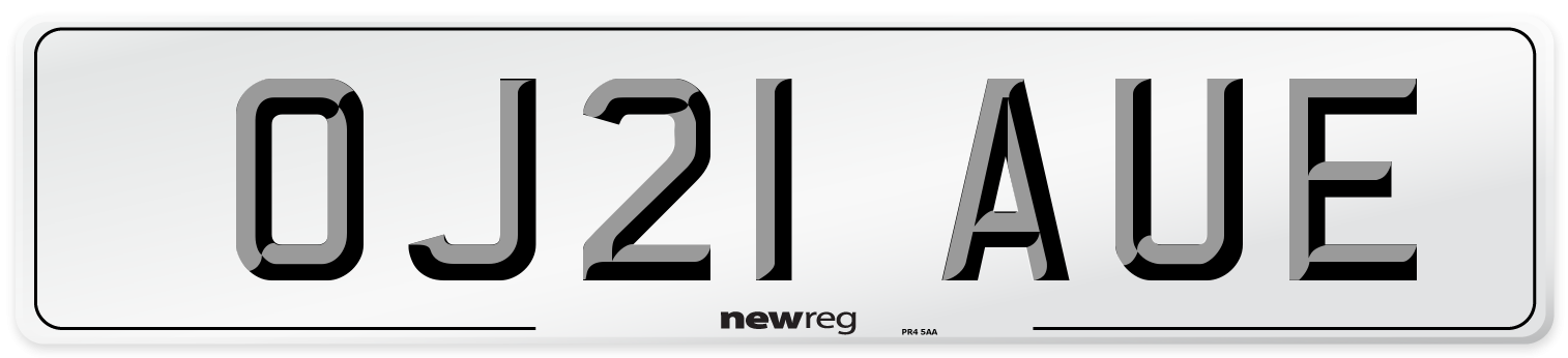OJ21 AUE Front Number Plate