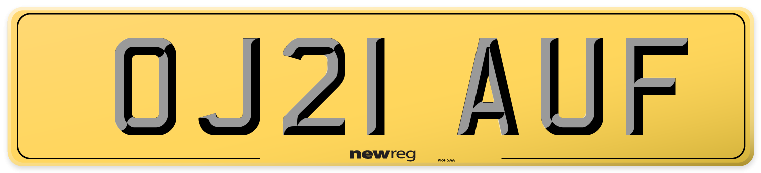 OJ21 AUF Rear Number Plate