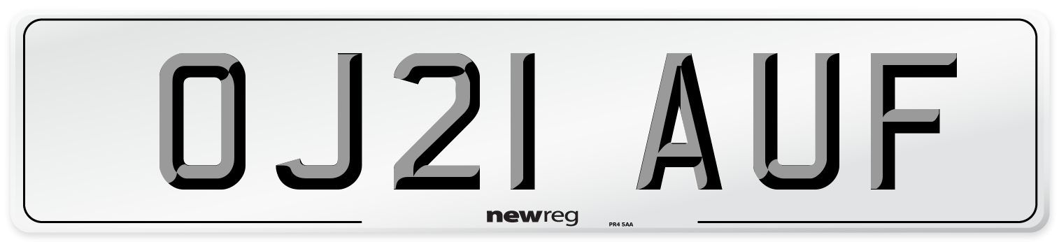 OJ21 AUF Front Number Plate