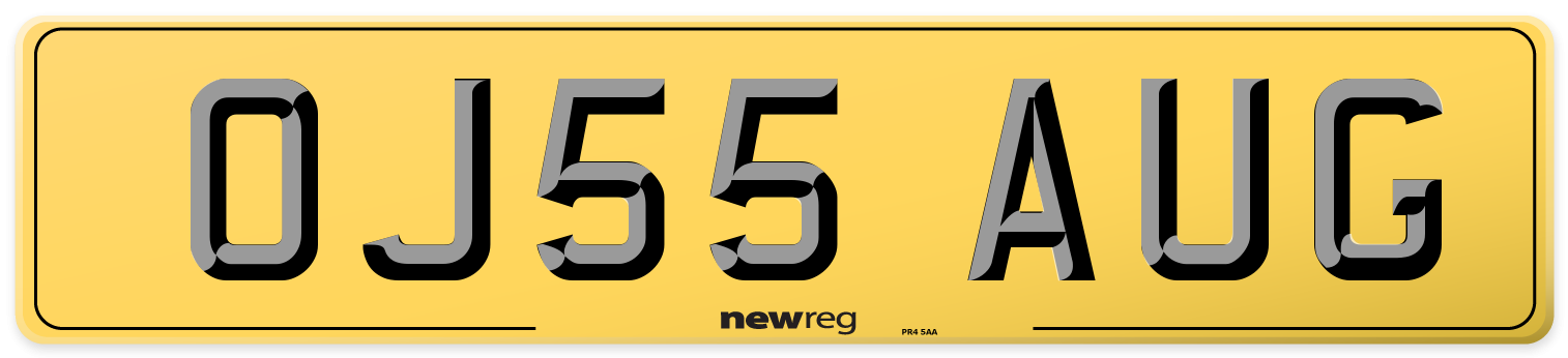 OJ55 AUG Rear Number Plate
