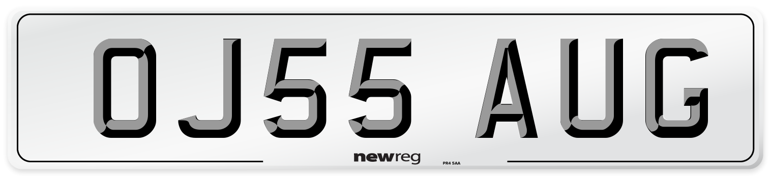 OJ55 AUG Front Number Plate