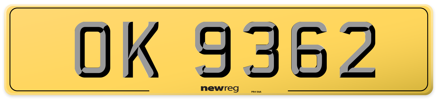 OK 9362 Rear Number Plate