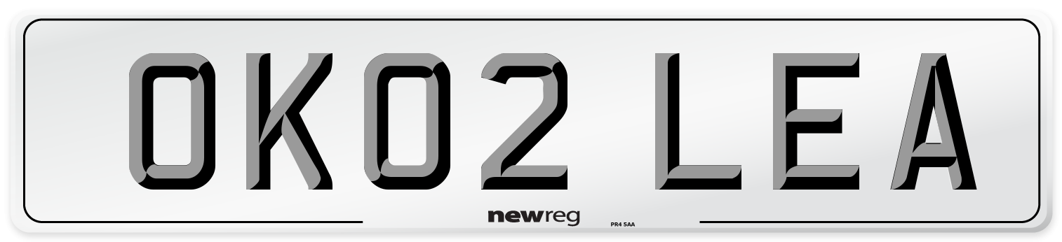 OK02 LEA Front Number Plate