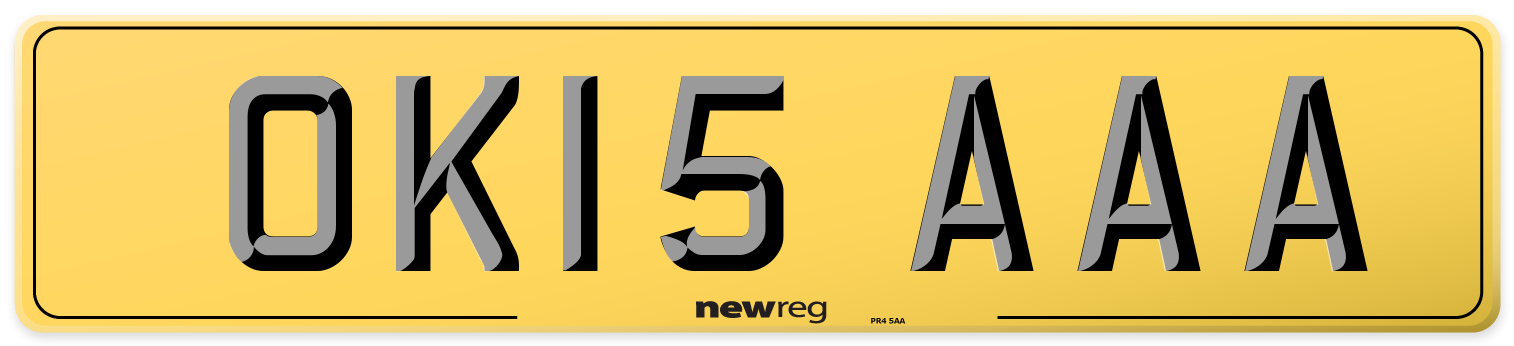 OK15 AAA Rear Number Plate