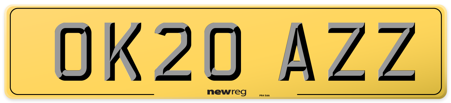 OK20 AZZ Rear Number Plate