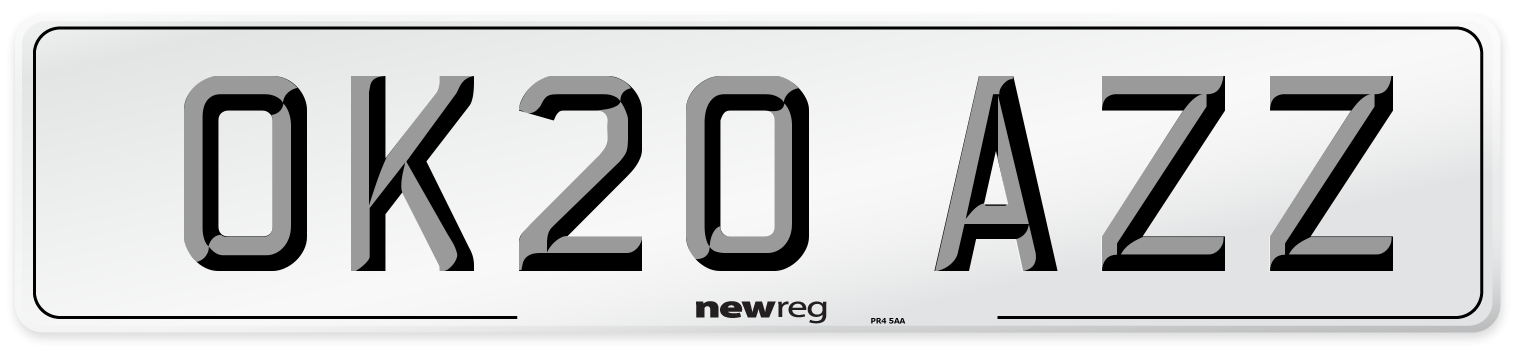 OK20 AZZ Front Number Plate