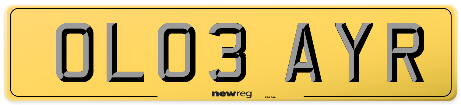 OL03 AYR Rear Number Plate