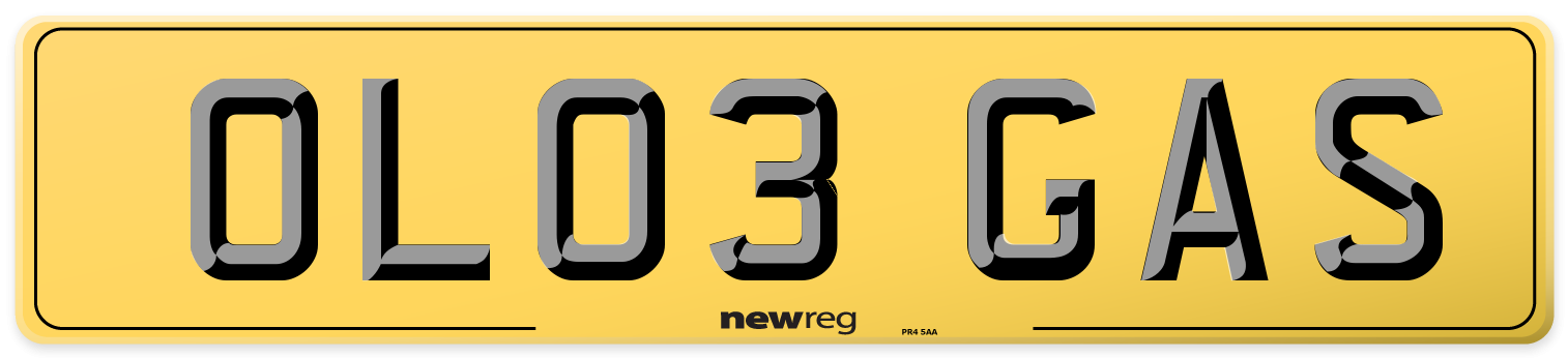 OL03 GAS Rear Number Plate