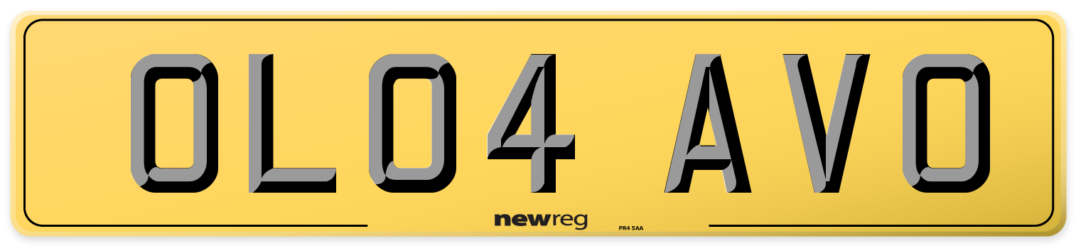 OL04 AVO Rear Number Plate