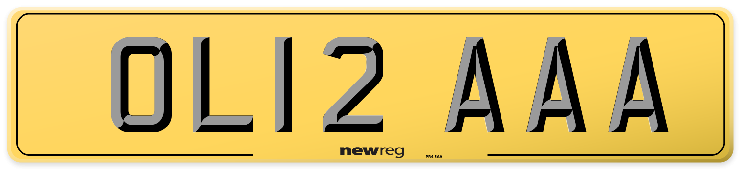 OL12 AAA Rear Number Plate