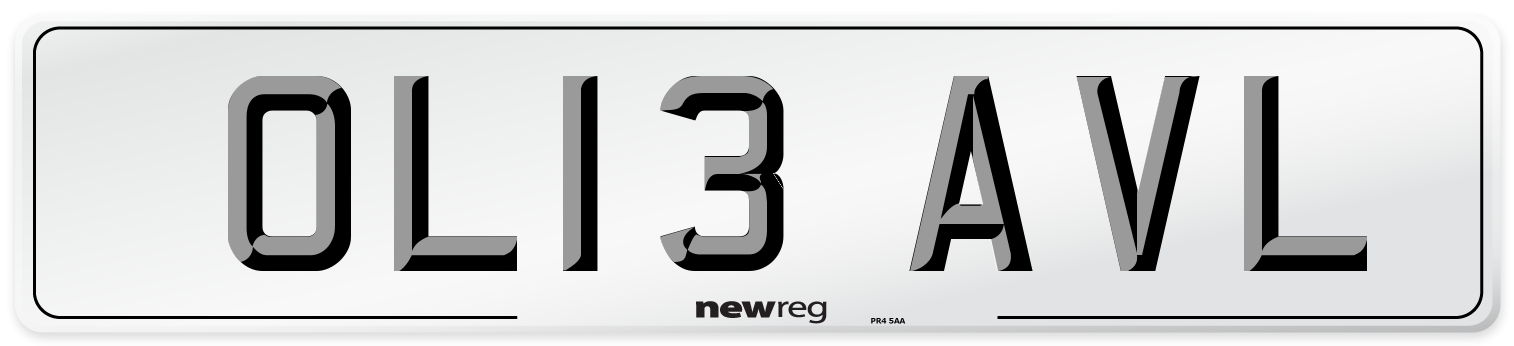 OL13 AVL Front Number Plate