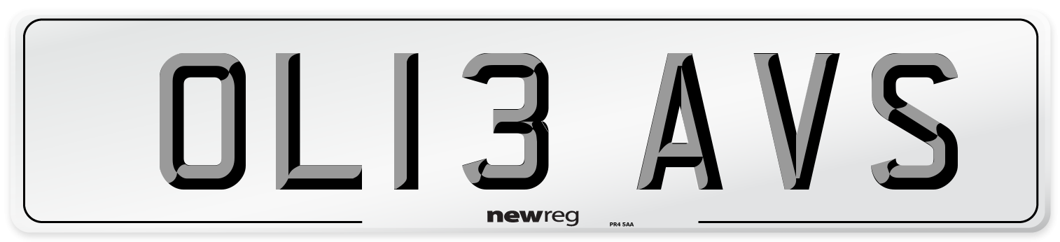 OL13 AVS Front Number Plate
