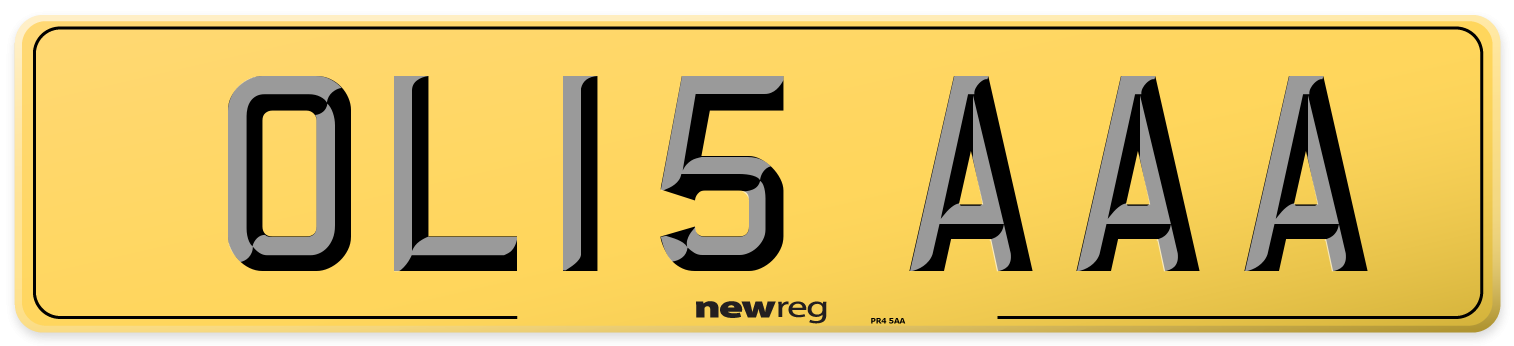 OL15 AAA Rear Number Plate