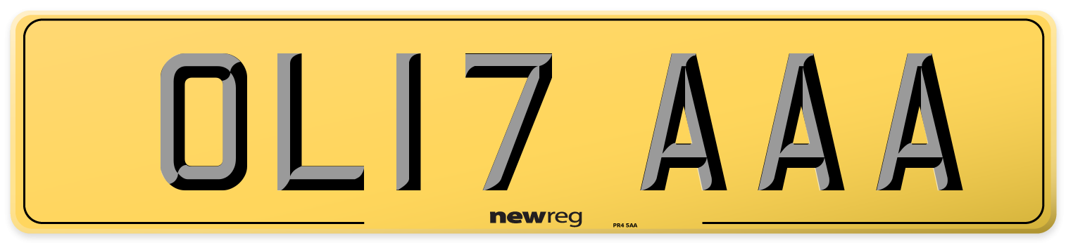 OL17 AAA Rear Number Plate