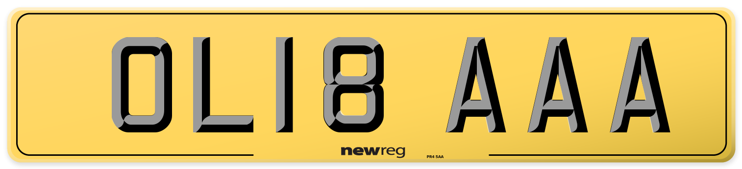 OL18 AAA Rear Number Plate