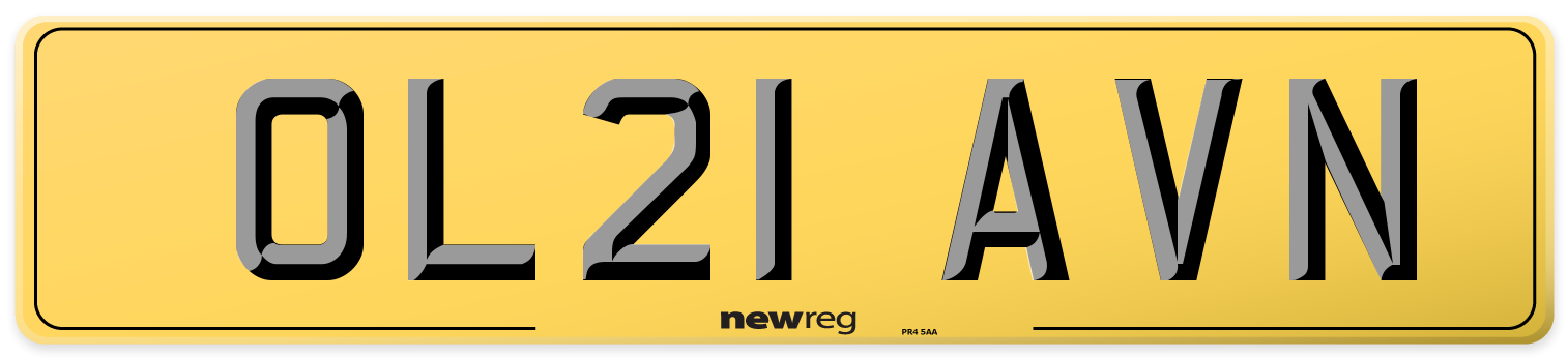 OL21 AVN Rear Number Plate