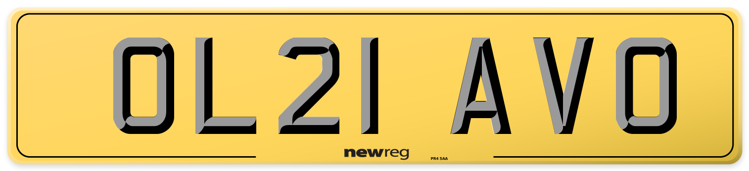 OL21 AVO Rear Number Plate