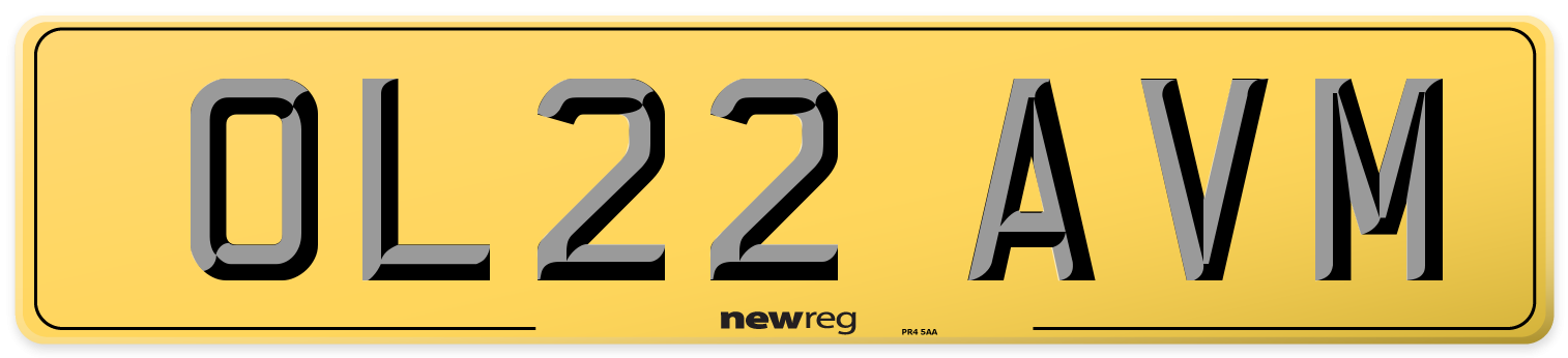 OL22 AVM Rear Number Plate