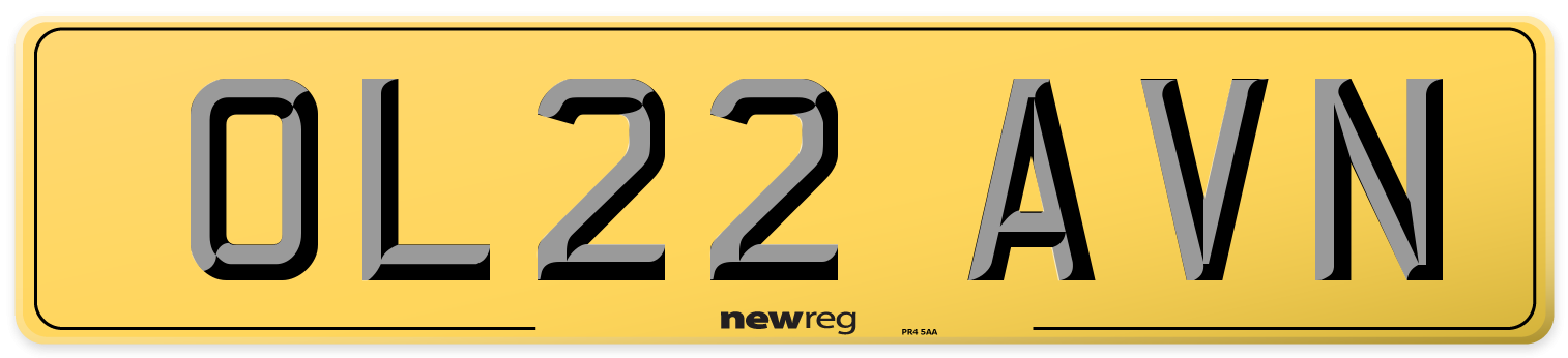 OL22 AVN Rear Number Plate