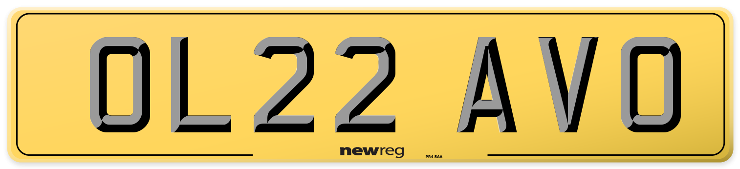 OL22 AVO Rear Number Plate