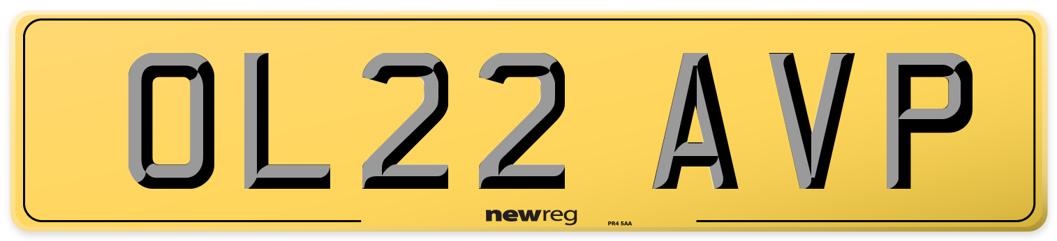 OL22 AVP Rear Number Plate