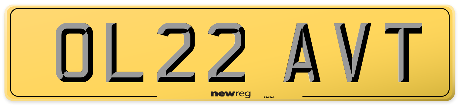 OL22 AVT Rear Number Plate