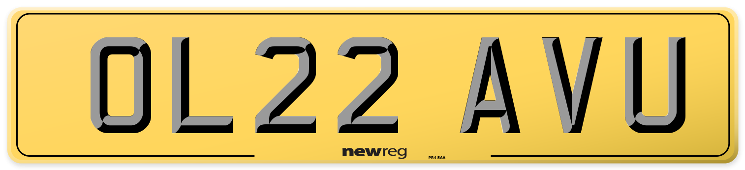 OL22 AVU Rear Number Plate