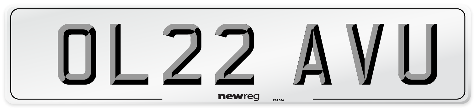 OL22 AVU Front Number Plate