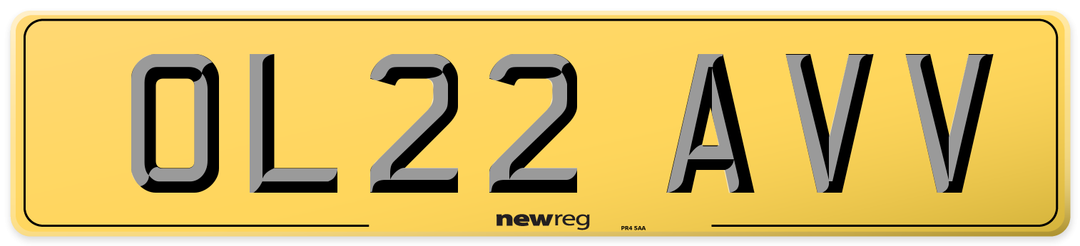 OL22 AVV Rear Number Plate