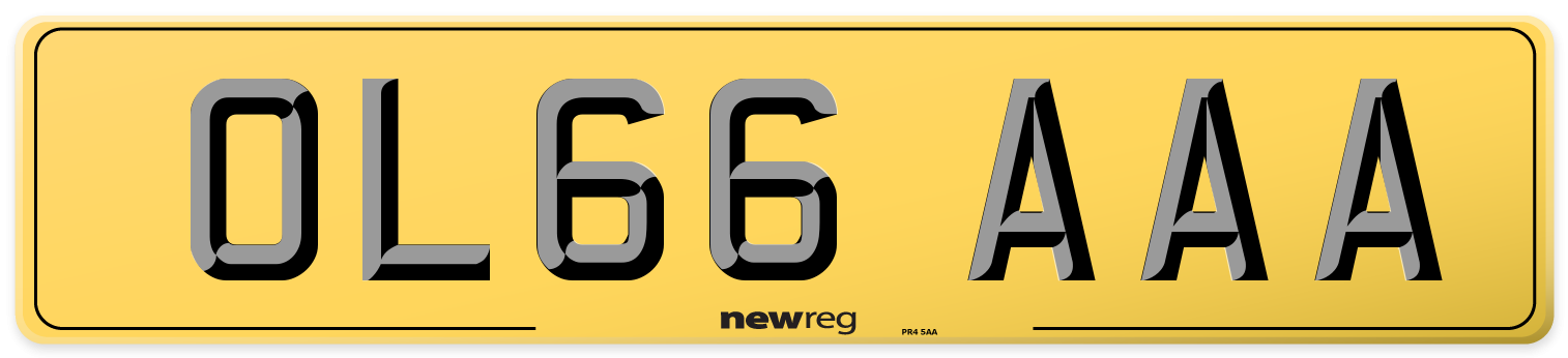 OL66 AAA Rear Number Plate