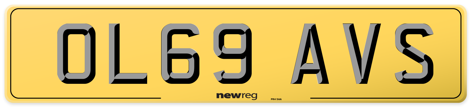 OL69 AVS Rear Number Plate