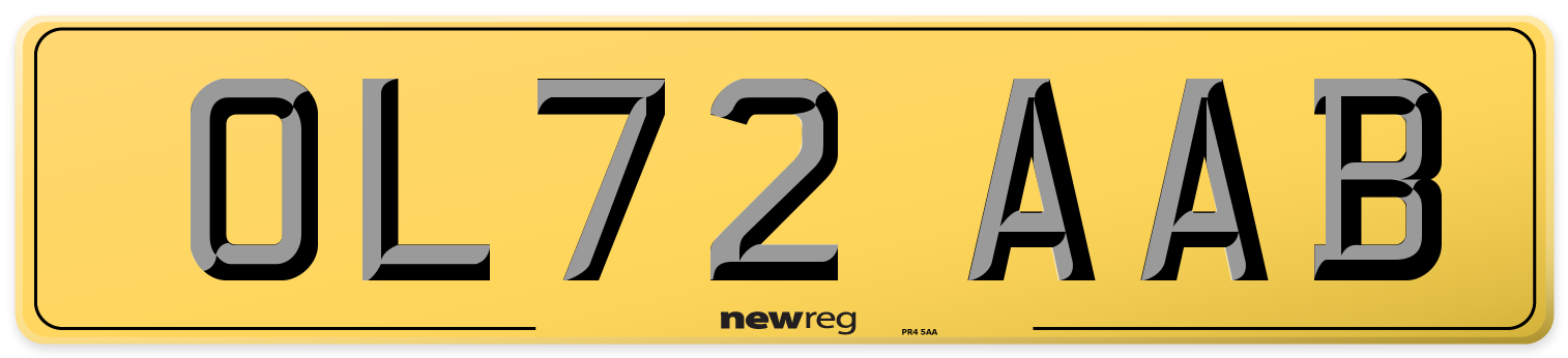 OL72 AAB Rear Number Plate