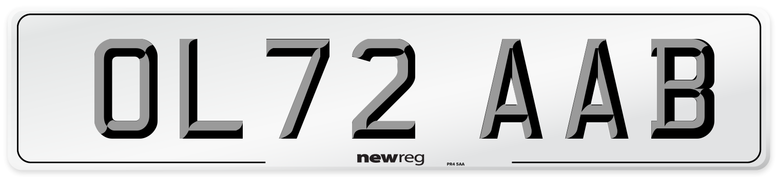 OL72 AAB Front Number Plate