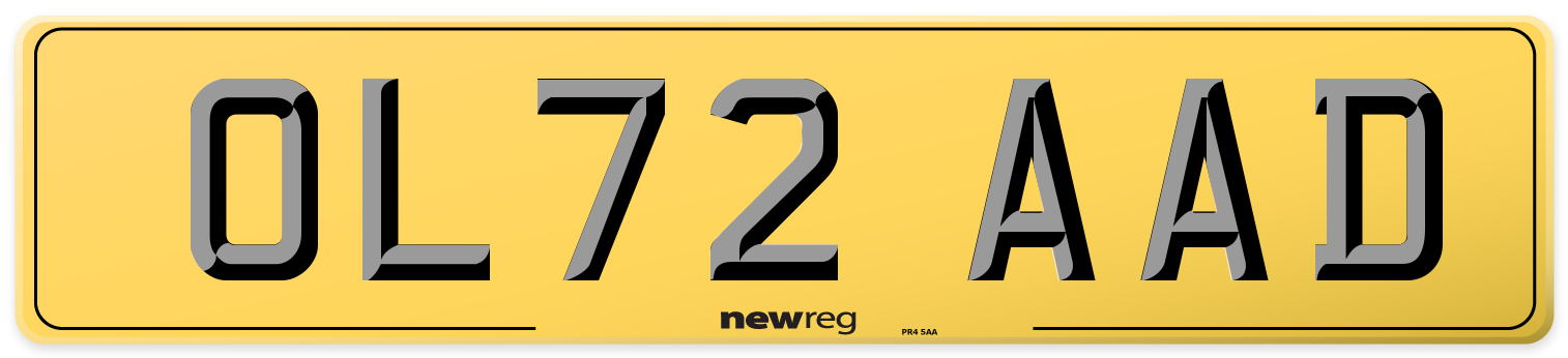 OL72 AAD Rear Number Plate