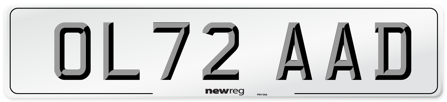 OL72 AAD Front Number Plate