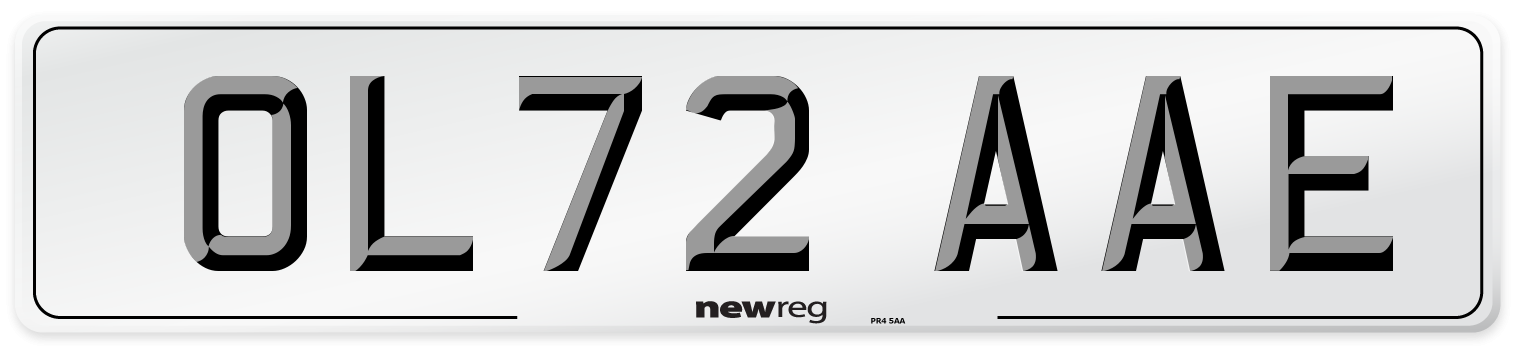 OL72 AAE Front Number Plate