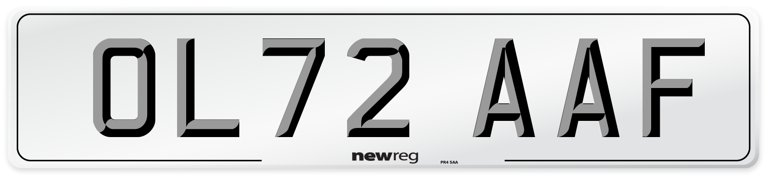 OL72 AAF Front Number Plate