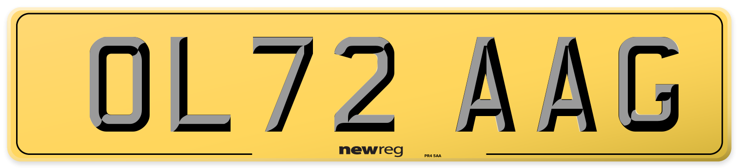 OL72 AAG Rear Number Plate