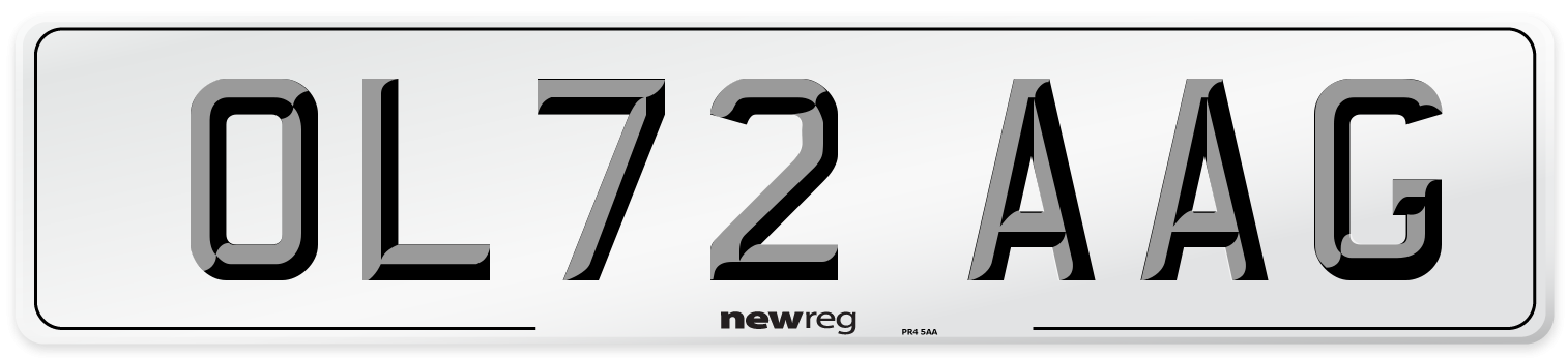 OL72 AAG Front Number Plate