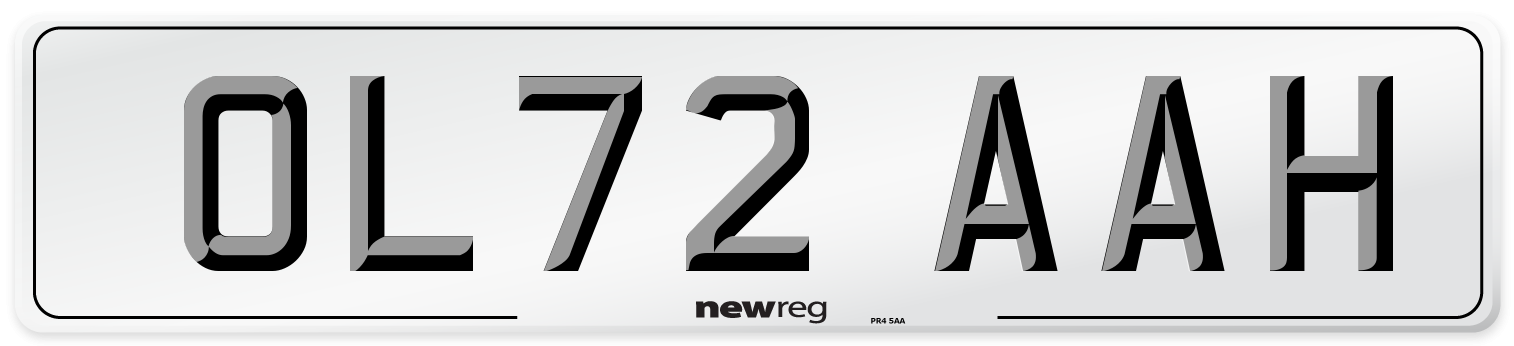 OL72 AAH Front Number Plate